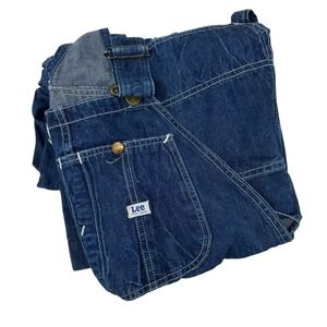 LEE Vintage Jelt Dark Wash Denim Sanforized Overalls Button Fly Union Made 38X26